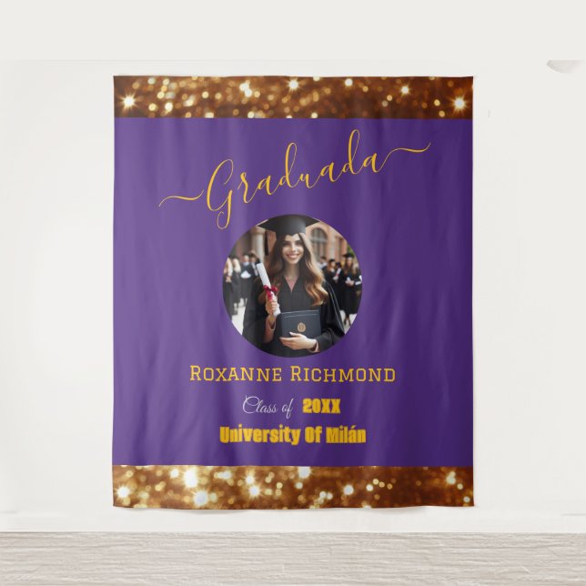 Elegant Purple Photo Graduated Signature Tapestry (Front)