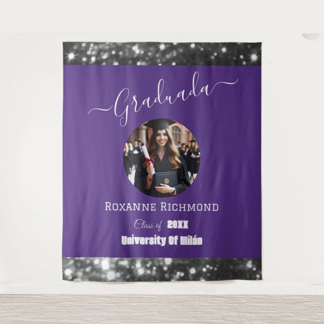 Elegant Purple Photo Graduated Signature Tapestry (Front)