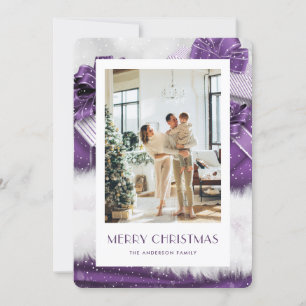 Elegant Purple Photo Merry Christmas Card
