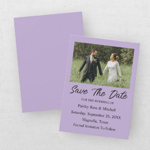 Elegant Purple Photo Wedding Save The Date Card