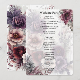 Elegant purple, pink, and maroon Wedding Ceremony Invitation