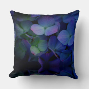 Elegant purple pink blue florals hydrangeas cushion