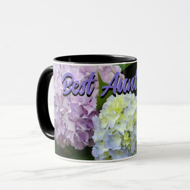 Elegant purple pink blue flowers best Aunt ever Mug (Front Left)
