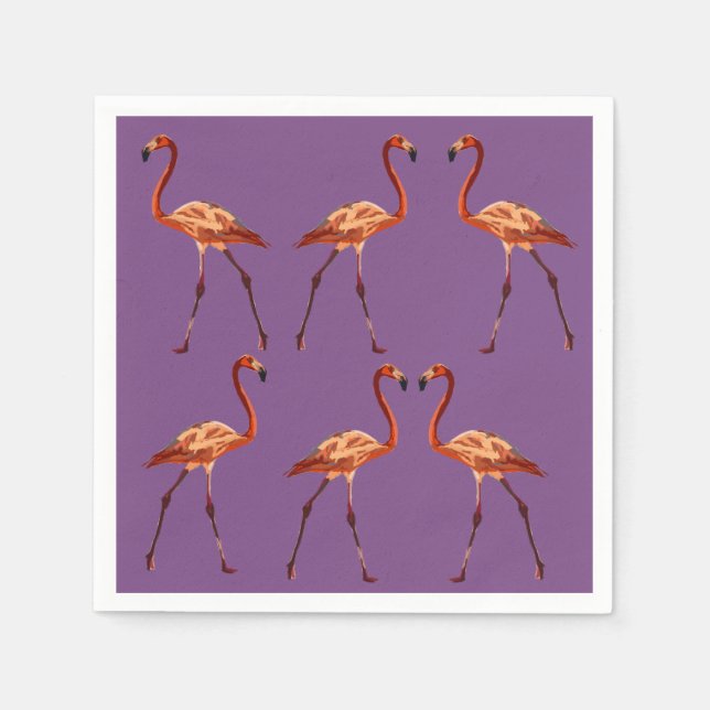 Elegant Purple Pink Flamingo  Napkins (Front)