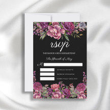Elegant Purple Pink Floral Greenery Black Wedding