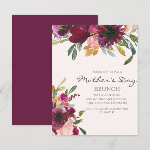 Elegant Purple Pink Floral Script Mother's Day Invitation