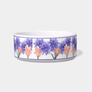 Elegant Purple Pink Flower Floral Pattern Dog Cat Bowl