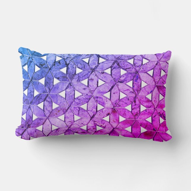 Elegant Purple pink Mosaic Flower-of-Life Lumbar Cushion (Front)