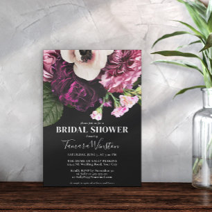 Elegant Purple Pink White Black Floral Shower Invitation