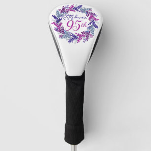 Elegant Purple Pink Wreath 95th Birthday Golf Head Cover