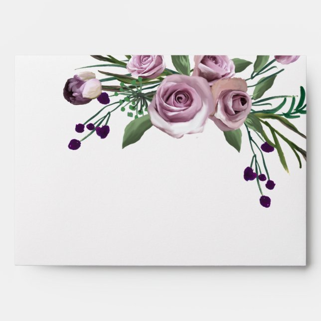 Elegant Purple Plum Rose All Occasions Invitation Envelope (Front)