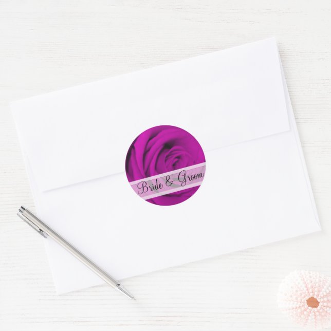 Elegant Purple Plum Rose Wedding Stickers (Envelope)