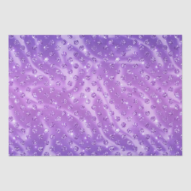 Elegant Purple Polka Dot Metallic Glitter Pattern Tissue Paper (Front)