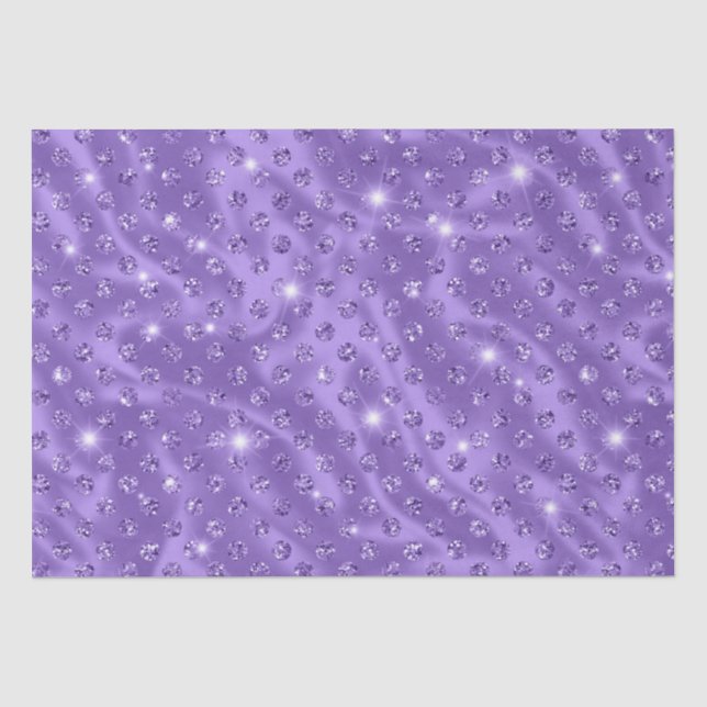 Elegant Purple Polka Dot Metallic Glitter Pattern Tissue Paper (Front)