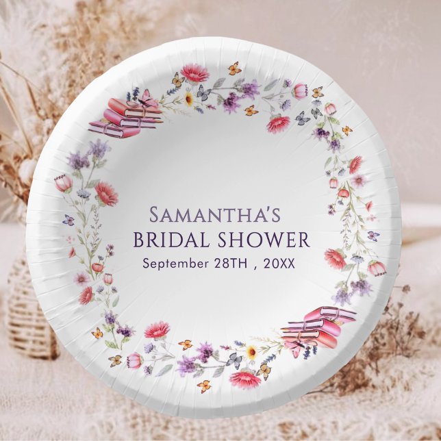 Elegant Purple Poppy Storybook Bridal Shower  Paper Plate (Creator Uploaded)
