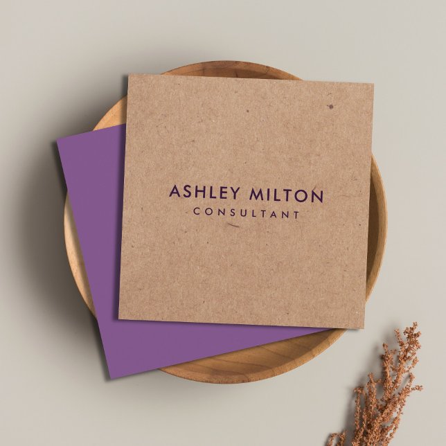 Elegant Purple PRINTED Kraft Consultant Square Business Card (Creator Uploaded)