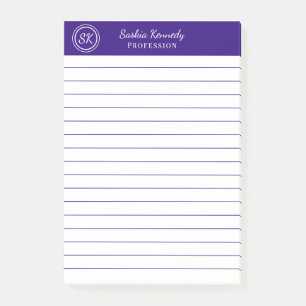 Elegant Purple Professional Monogram Business Post-it Notes