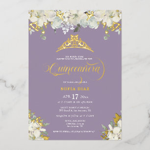 Elegant Purple Quinceañera Floral Gold