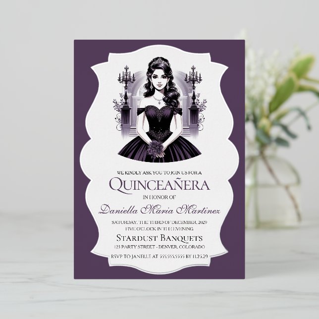 Elegant Purple Quinceañera Girl (Standing Front)