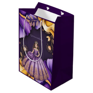 Elegant Purple Quinceañera Girl Art  Medium Gift Bag