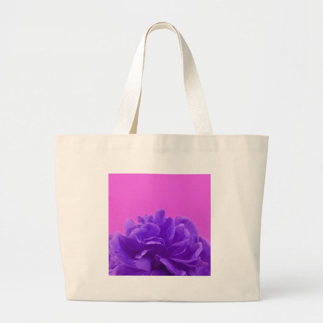 Elegant Purple Raspberry Floral Large Tote Bag (Front)