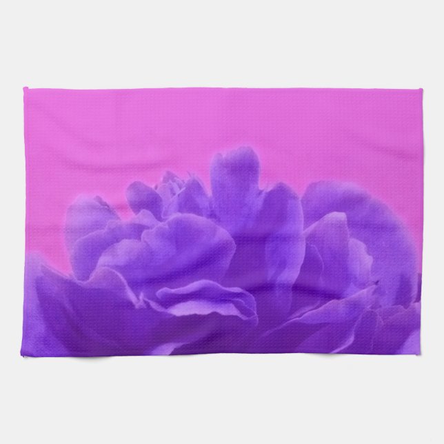 Elegant Purple Raspberry Floral Tea Towel (Horizontal)