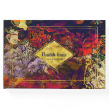 Elegant Purple Red Abstract with Faux Gold Accents