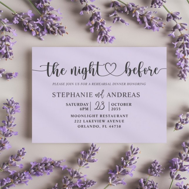Elegant Purple Rehearsal Dinner Wedding  Invitation (Creator Uploaded)