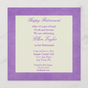 elegant Purple Retirement Party Invitation