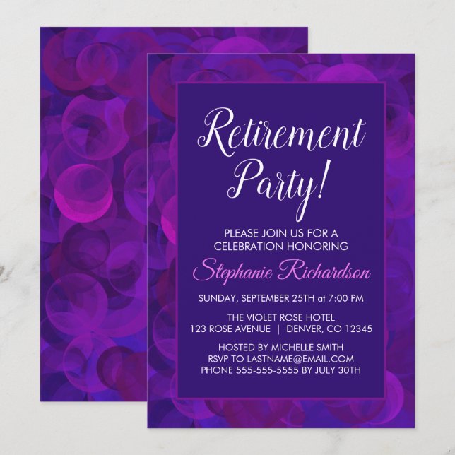 Elegant Purple Retirement Party Invitation (Front/Back)