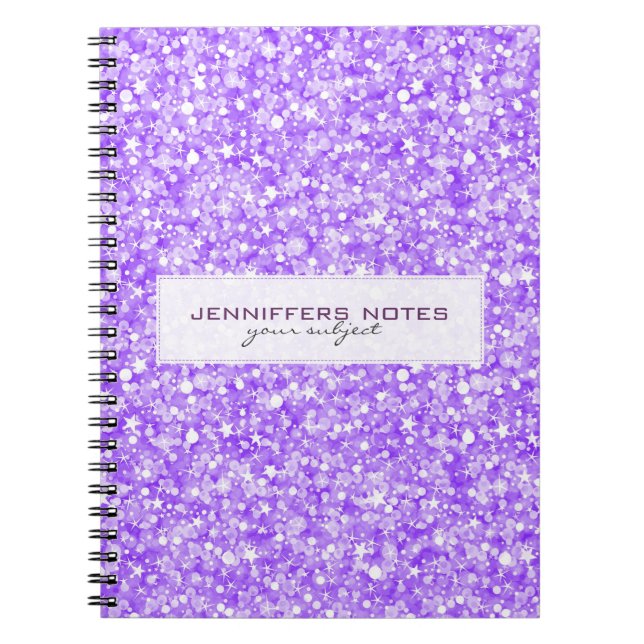 Elegant Purple Retro Glitter & Sparkles Notebook (Front)