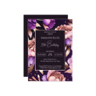 Elegant purple rose gold floral birthday template