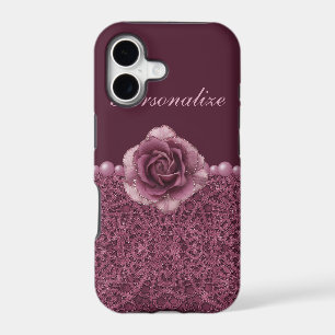 Elegant Purple Rose, Lace & Pearls
