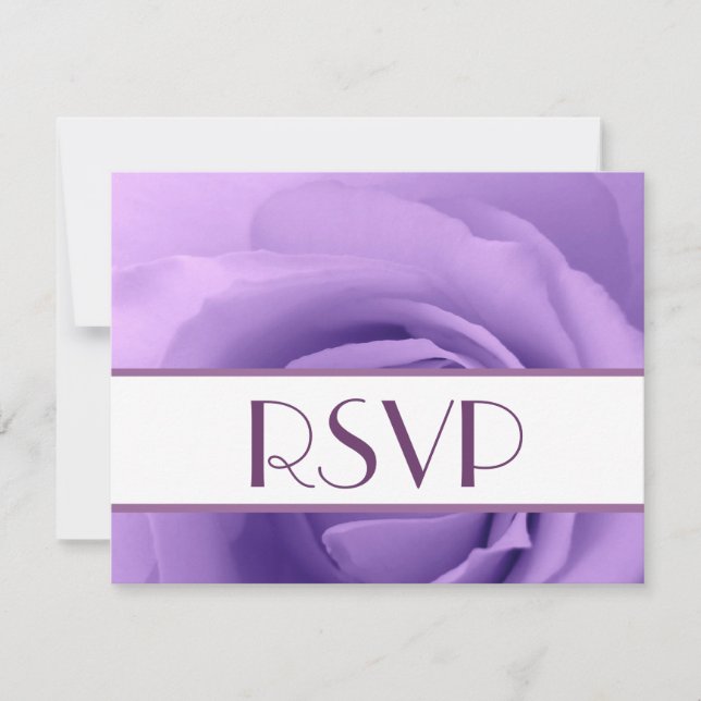 Elegant Purple Rose RSVP Wedding Response Card (Front)