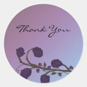 Elegant Purple Rose Thank You Classic Round Sticker