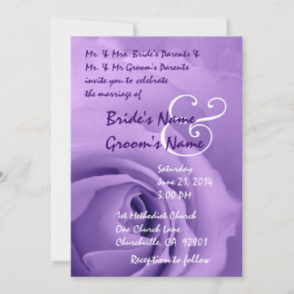Elegant PURPLE Rose Wedding Invitation