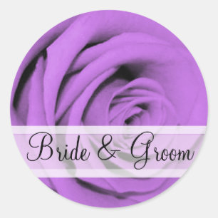 Elegant Purple Rose Wedding Stickers