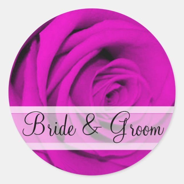 Elegant Purple Rose Wedding Stickers (Front)