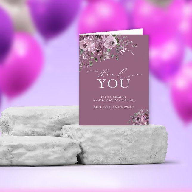 Elegant Purple Roses 60th Birthday Thank You (Creator Uploaded)