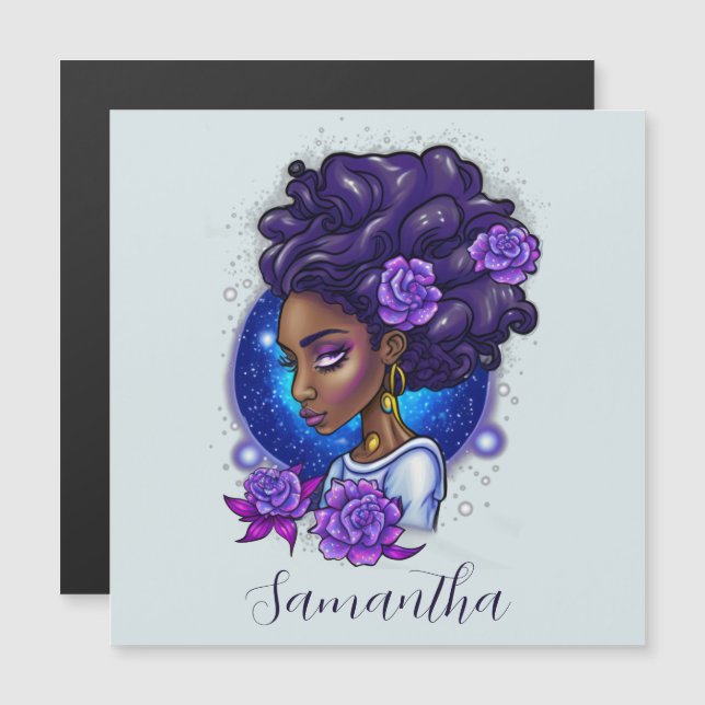 Elegant Purple Roses Afro Woman (Front/Back)