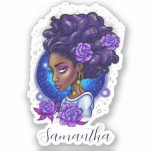 Elegant Purple Roses Afro Woman