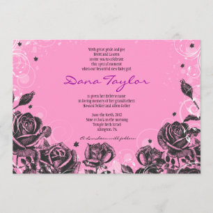 Elegant Purple Roses Baby Naming Invitation Hebrew