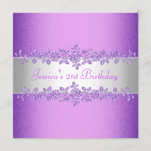 Elegant Purple Roses Birthday Party Invitation