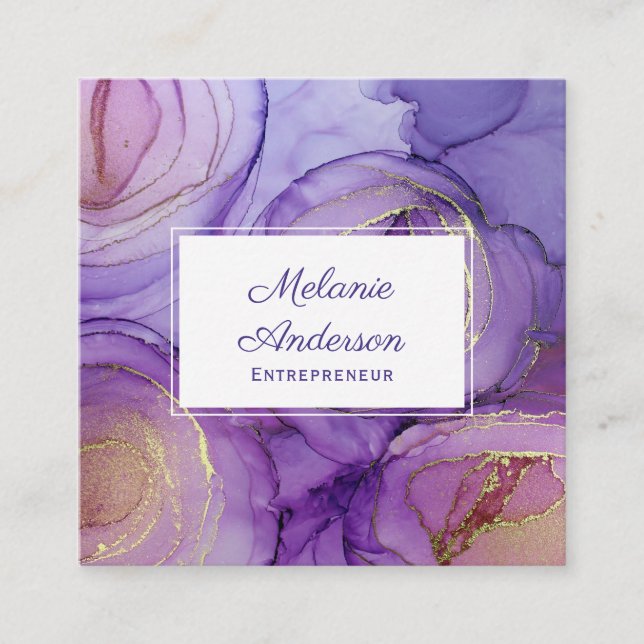 Elegant Purple Roses Business Card (Front)