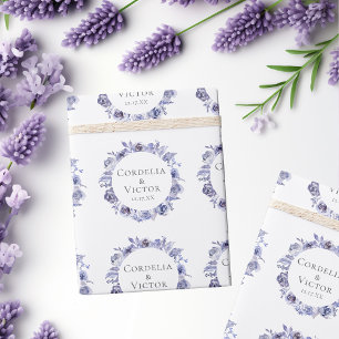 Elegant Purple Roses Floral Personalised Wedding Wrapping Paper