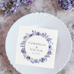 Elegant Purple Roses Floral Winter Evening Wedding Napkin