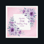 Elegant Purple Roses Glitter Pink Floral Birthday  Napkin<br><div class="desc">Elegant watercolor purple roses flowers and vibrant typography on glitter pink background birthday napkin.
Perfect party supplies for floral-themed birthday celebrations.</div>