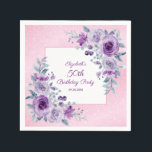 Elegant Purple Roses Glitter Pink Floral Birthday  Napkin<br><div class="desc">Elegant watercolor purple roses flowers and vibrant typography on glitter pink background birthday napkin.
Perfect party supplies for floral-themed birthday celebrations.</div>