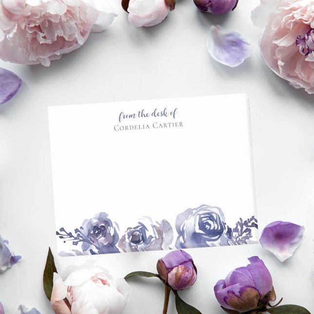 Elegant Purple Roses Modern Personalized Floral Post-it Notes (Creator Uploaded)