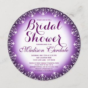 Elegant Purple Round Bridal Shower Invitations